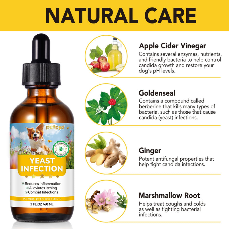 Natural Dog Yeast Infection Relief - Itchy Skin & Ear Treatment - Ear & Skin Itch Relief, Allergy Symptom Relieves Itching and Allergy Dog Multivitamins Probiotics 60ml (60ml)
