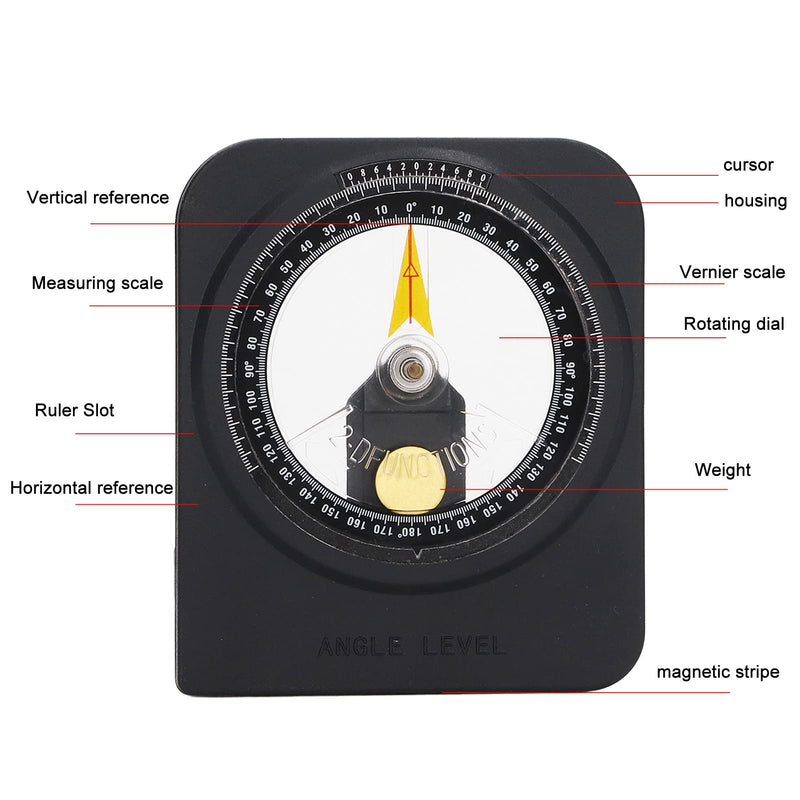 Garosa Magnetic Angle Finder, Stainless Steel Goniometer with Bidirectional Magnetic Stripe for Accurate Angle Detection in Construction and DIY Projects
