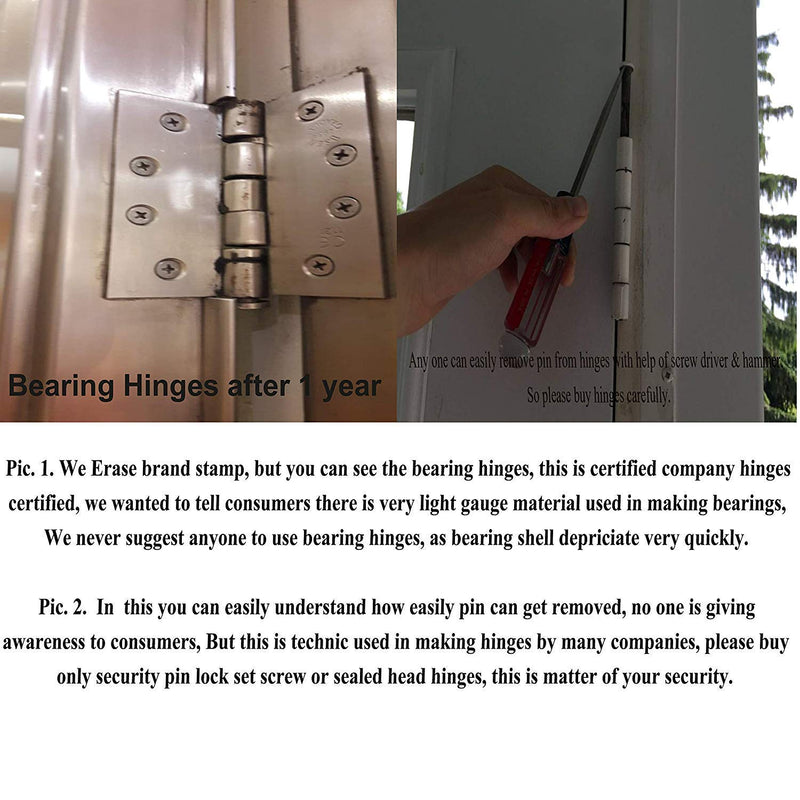 SSISKCON Stainless Steel 1/4 Radius Hinge, C-Hole, Mirror, 3.5"x3.5", 1Pack Mirror Polished 3.5"x3.5"x2.5mm