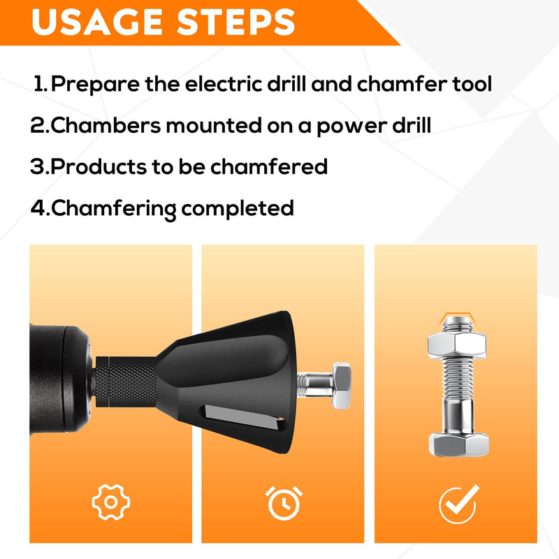 High Strength & Hardness Deburring External Chamfer Tool, with YG8 Carbide Blade, Bolt Thread Repair Tool, Deburring Drill Bit for Repairing Damaged Bolts (3-20mm/1pc+5-25mm/1pc) 3-20mm/1pc+5-25mm/1pc