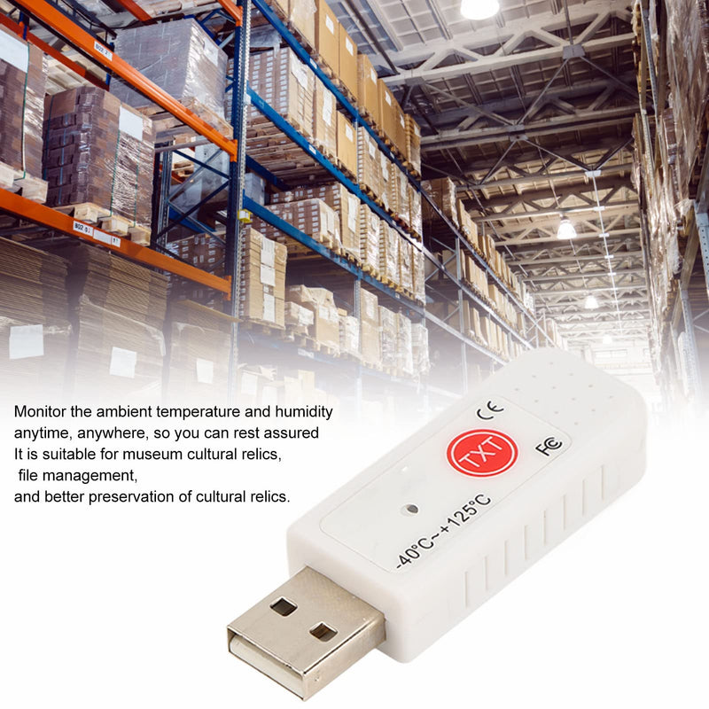 Hilitand TEMPer2 USB Computer Thermometer Inside and Outside,Dual Temperature Sensor Logger, Ambient Temperature Monitoring Data Recorder,Upper Lower Limit Temperature Alarm,for Warehouse/Mall