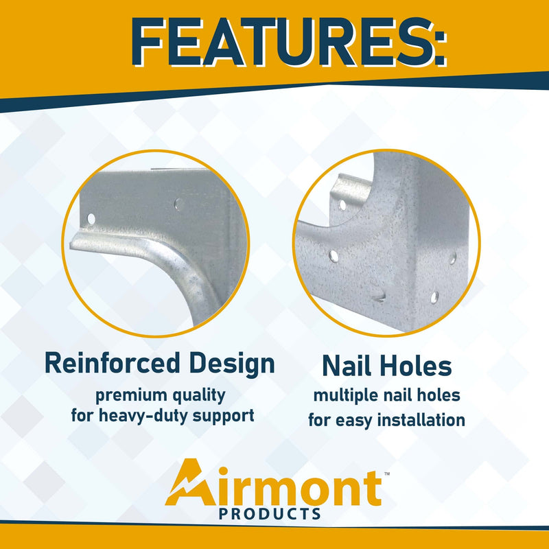 (5 Pack) Airmont Products AP-533-1, Metal Stud Shoes for Single Wood Studs, Fits up to 2-1/2 Inch Pipes, Reinforced Rib for Premium Durability and Extra Support, Width 1.5 Inches, Height 5.4 Inches