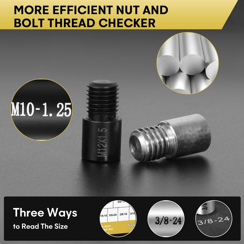 Nut and Bolt Thread Checker, 26 Male/Female Gauges - 14 Inch & 12 Metric, Thread Checker Standard and Metric, Bolt Size and Thread Checker (26-Piece) (26 Gauges - 14 Inch & 12 Metric) 26 Gauges - 14 Inch & 12 Metric