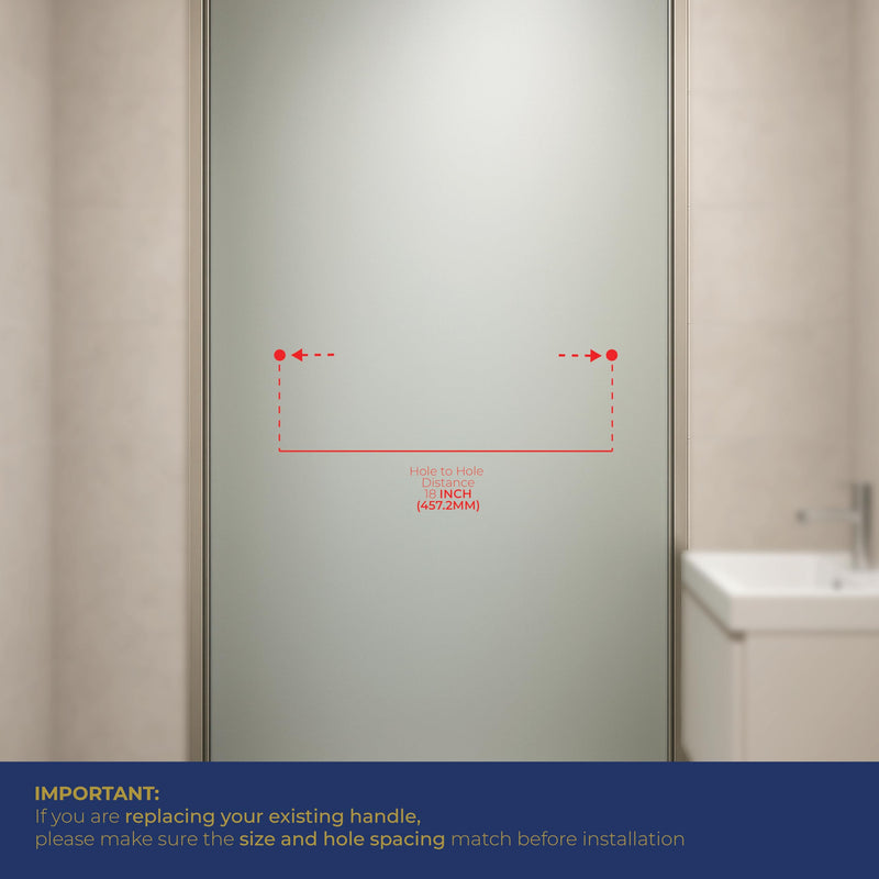 18" Shower Door Towel Bar, Single-Sided, Matte Black, Square | Stainless steel construction, Mitered corners, Fits frameless glass shower doors, Glass-mounted design, Durable