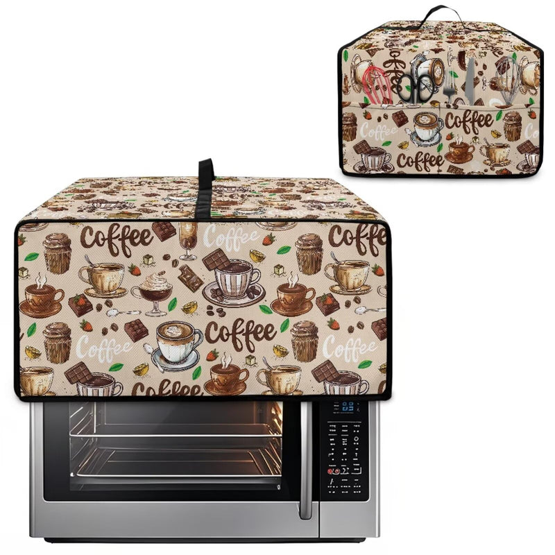 Coffee Chocolate Cake Print Toaster Oven Cover with Top Handle, Heavy Duty Dust-proof Microwave Oven Cover Compatible with Most Toasters Ovens (Medium-14.5 * 18.46 * 9 inches) M-16.1*19.71*10 inches Brown-Coffee Chocolate Cake Print