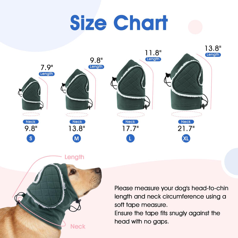 Dog Ear Muffs Noise Protection - Adjustable No Shake Ear Wraps, Warm Dog Calming Hoodie with Sound-Absorbing Pads, Anxiety Relief, Dog Ear Covers for Firework, Grooming, Travel (Green, M) Green Medium