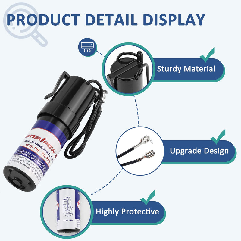 SPP5 Hard Start Capacitor for Air Conditioner,Increases Compressor Starting Torque 300% AC115V-288V from 4,000 BTU Window Units to 120,000 BTU Commercial Units(1/2 Thru 10 H.P.) by MIFLUS SPP5(Increases Torque 300%)