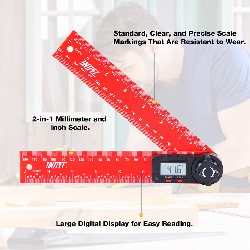 Digital Angle Finder Protractor, Angle Finder Ruler, 7inch 200mm 7inch/200mm, Angle Measuring Tool for Woodworking,Carpenter,Construction,DIY Measurement Enhanced ABS