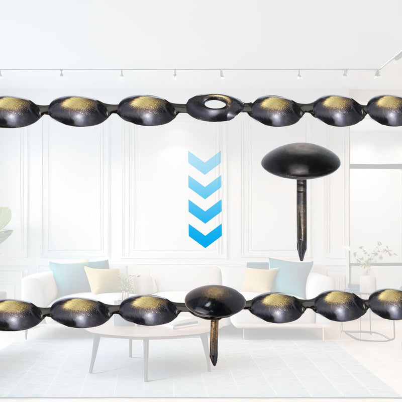 Antrader Upholstery Tacks Strips 10Pcs 1Meters Decorative Nail Strips Trim for Sofa Headboard Chair Furniture Decorative Nail with Single Tacks (11mm Bronze)