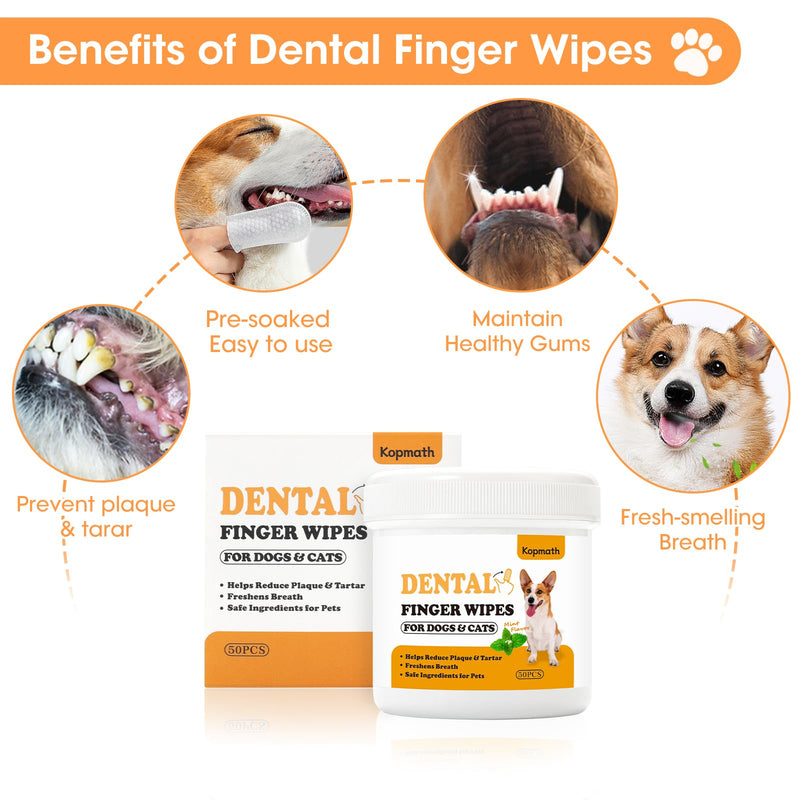 Dental Care Finger Wipes for Dogs & Cats, Reduces Plaque & Tartar, Freshens Breath, Pre-Soaked Pet Teeth Wipes, Easy to Use Disposable Oral Cleaning Pads,Mint Flavor,100pcs Mint 100 Count - PawsPlanet Australia