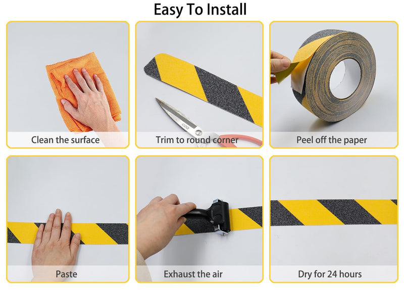 2 Inch X 32.8ft Non Slip Safety Grip Tape for Stairs Steps Non Skid Tread High Traction Friction/Strong Grip Abrasive Adhesive Hazard Caution Tape- Black/Yellow 2" Width X 32.8ft