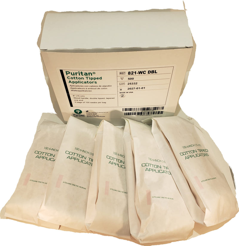 Puritan 821-WC DBL Applicator (Non-sterile) 6" x 1/12" Wood Cotton [PRICE is per BOX]