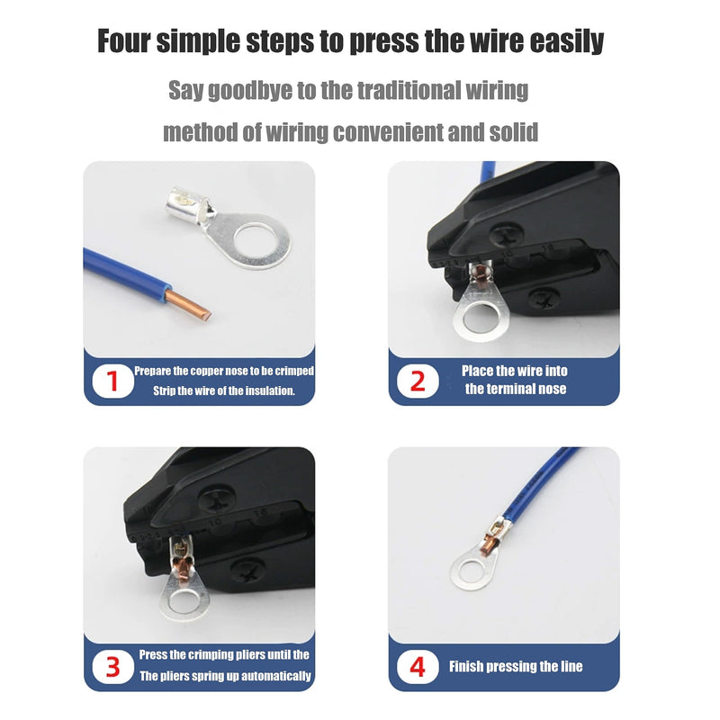 250pcs Non-Insulated Ring Terminals, Copper Ring Connectors Terminals, AWG22-16 16-14 14-12 12-10 Crimp Ring End Terminal, Electric Wire Connectors, Tin-Plated Wire Lugs Battery