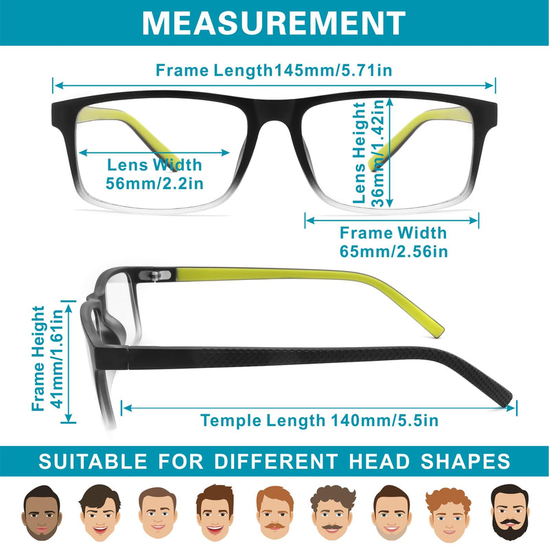 4 Pack 2.75 Reading Glasses Men Readers Blue Light Blocking Computer Eyeglasses Comfortable Rubber Temple Wide Frame 4 Pack Mix a 2.75 x