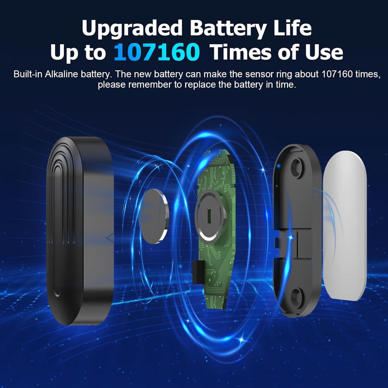 CallTou Door Alarms for Dementia, Wander Alert Door Alarm for Elderly Dementia /Patients/ Alzheimers, Wireless Door Chime Elderly Monitoring, Door Open Chime for Caregiver Home Care, Black