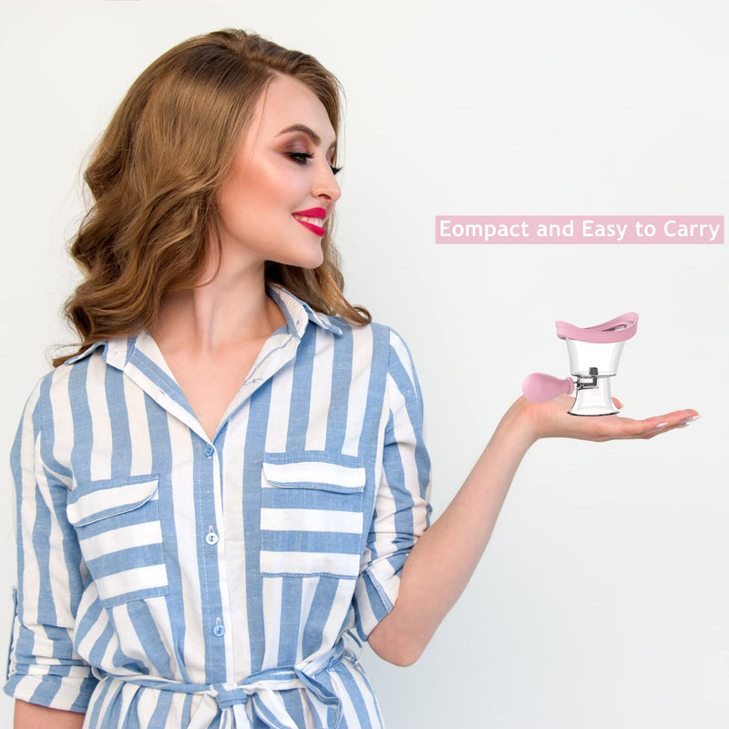 Eye Wash Cup Portable Eye Cleaner Kit Silicone Manual Air Pressure Eye Flush Rinse Cups with Storage Container Eye Washer Bath Kit Cleaning Makeup Dust Irritants Soothing Eyes(Light Pink) Light Pink