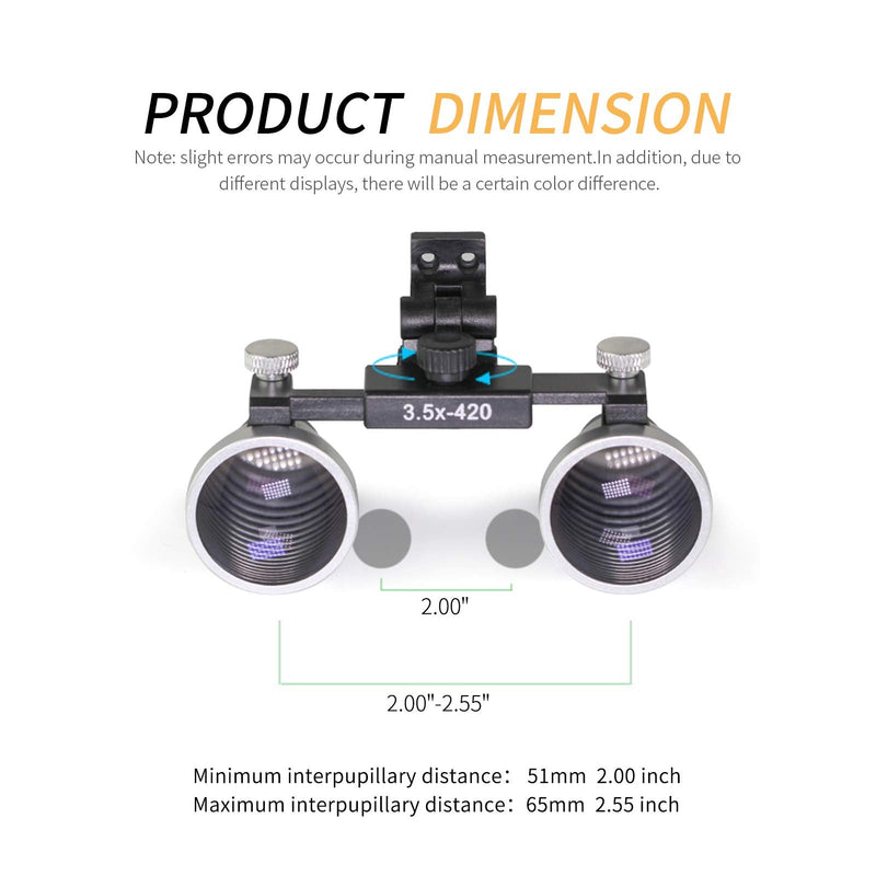 Dental Binocular Loupes 3.5 x 429mm Magnifier (Black) Black