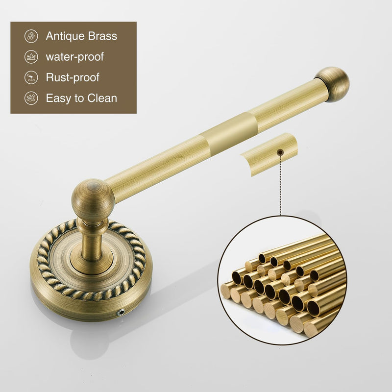 Antique Brass Toilet Paper Holder Towel Ring, Brass Hand Towel Holder Bathroom Accessories Vintage Bathroom Hardware Set Countertop Wall Mount, Rope Carving Base Design 2 Pieces Vintage Brass-toilet Paper Holder Towel Ring