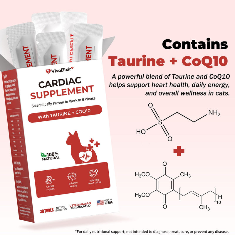 Taurine Supplement for Cats, Taurine Paste for Cats, Supports Heart & Eye Health, Boosts Energy & Vitality, Helps Maintain Healthy Cardiac Function, for Kittens & Adult Cats，30 Likable Gel Tubes