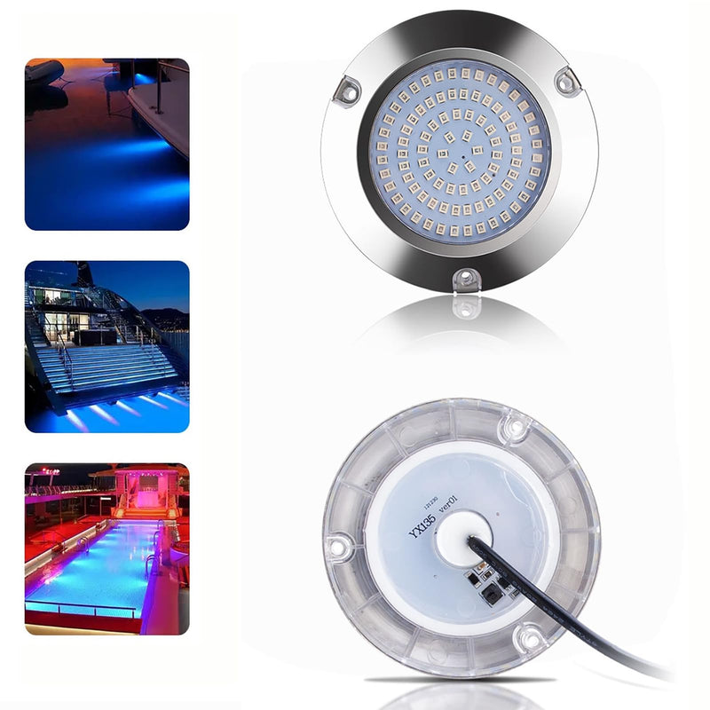 90led Underwater Boat Lights Marine Fishing LED,Waterproof, 2pcs White | Stainless Steel IP68 Waterproof,for Navigation Deck Courtesy Night Fishing Cruise Ships Yachts Boats Sailboat Pontoon Transom 2pcs 90led, white