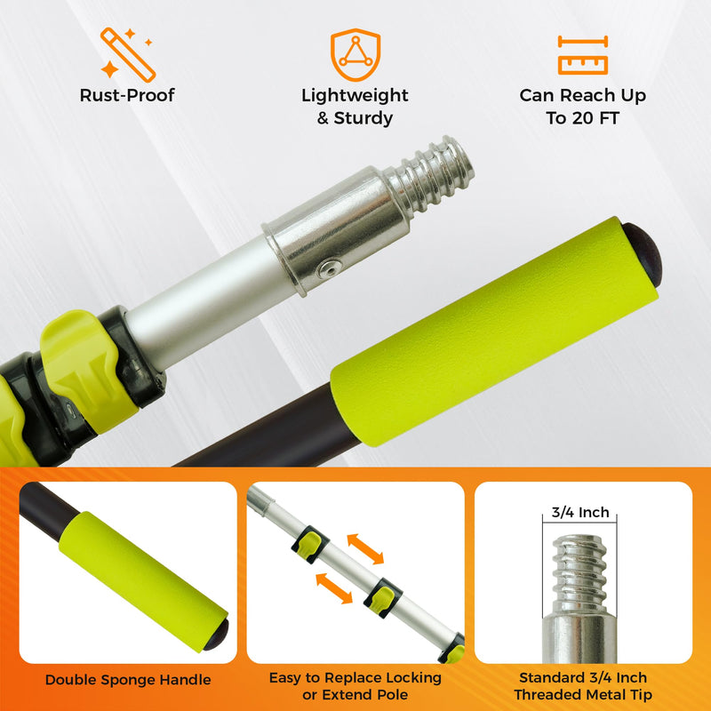 3-12ft Telescopic Extension Pole with 180° Universal Thread Head 12 Feet