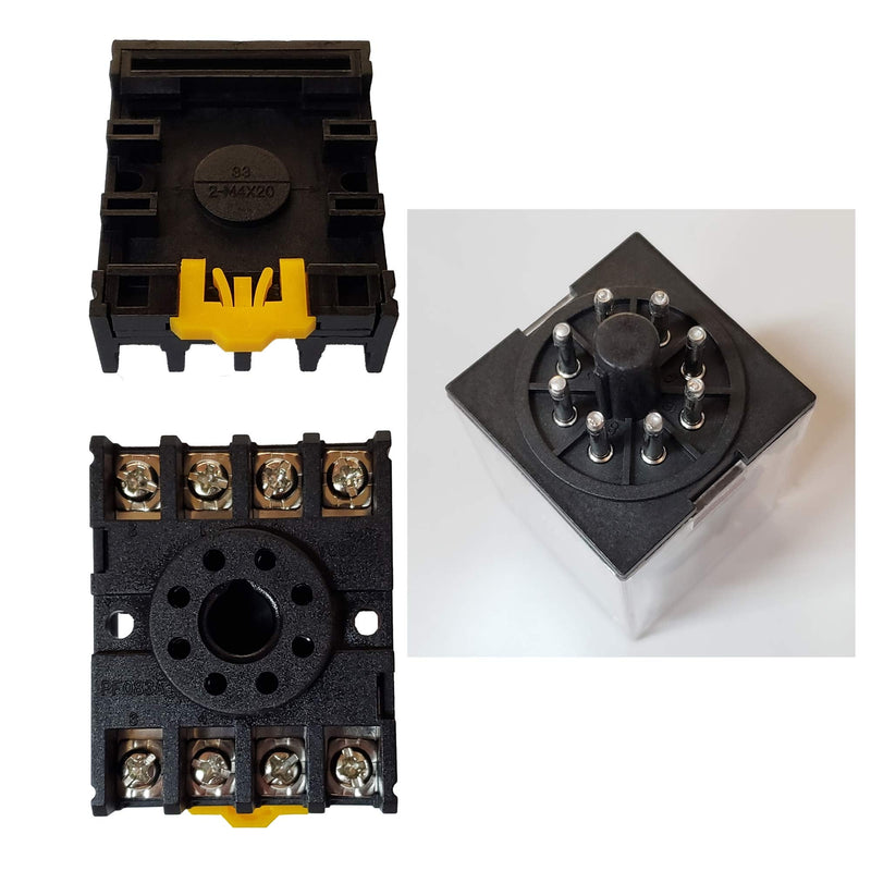 MK2P-I DC 12V Coil 8 Pin 2NO 2NC DPDT Power Relay & Plug-in Terminal Socket Base DC 12V Electromagnetic Relay(Quality Warranty 1 Years) MK2P-I MK2P-I DC 12V