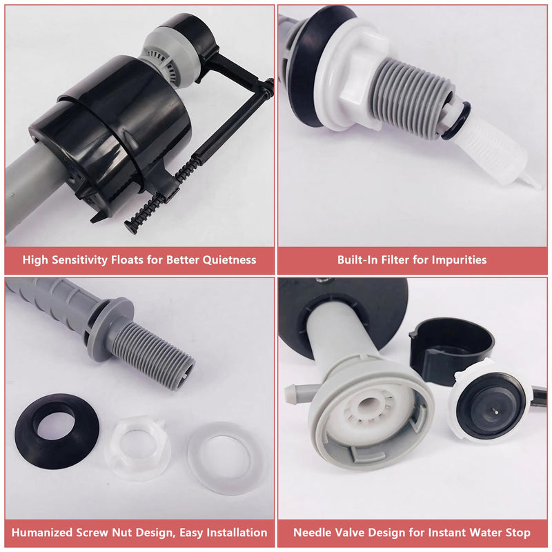 Saillong 2 Sets Toilet Float Replacement Kit, Universal Toilet Flusher Replacement Kit and 2 Inch Flapper Replacement, High-Performance Tank Water Control and Fill Valve