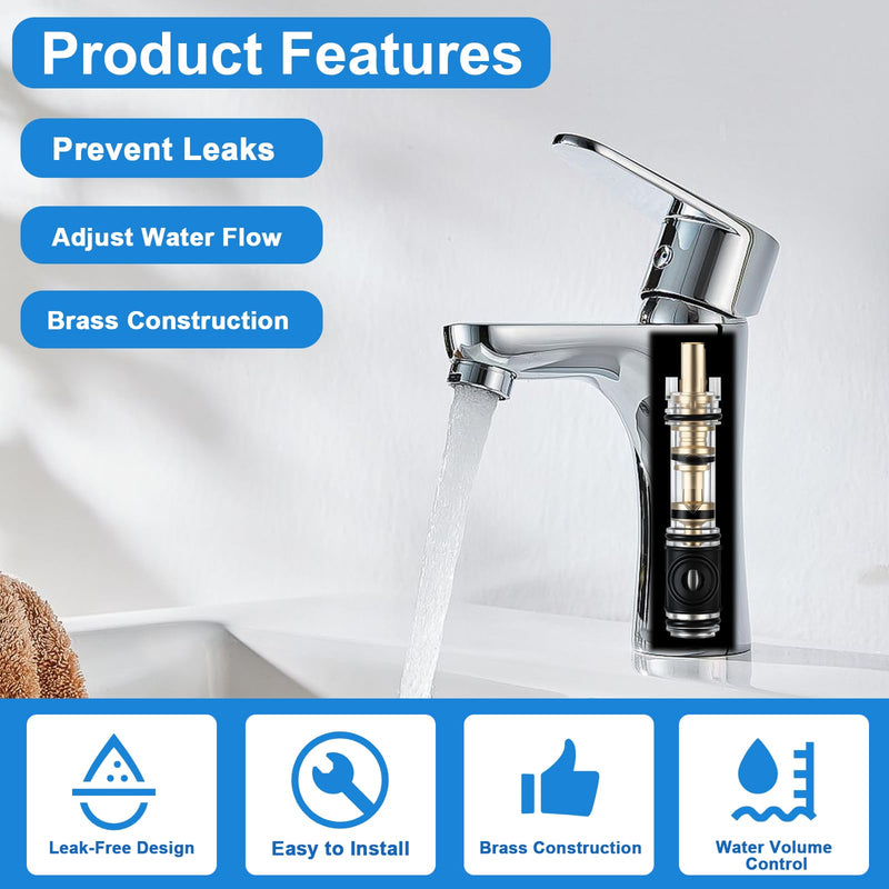Dual Seal 1225 Replacement Cartridge, Compatible with Moen 1225 1225B, One Handle Bathroom Faucet Cartridge Replacement, for Single Handle Faucet/Showers, Brass