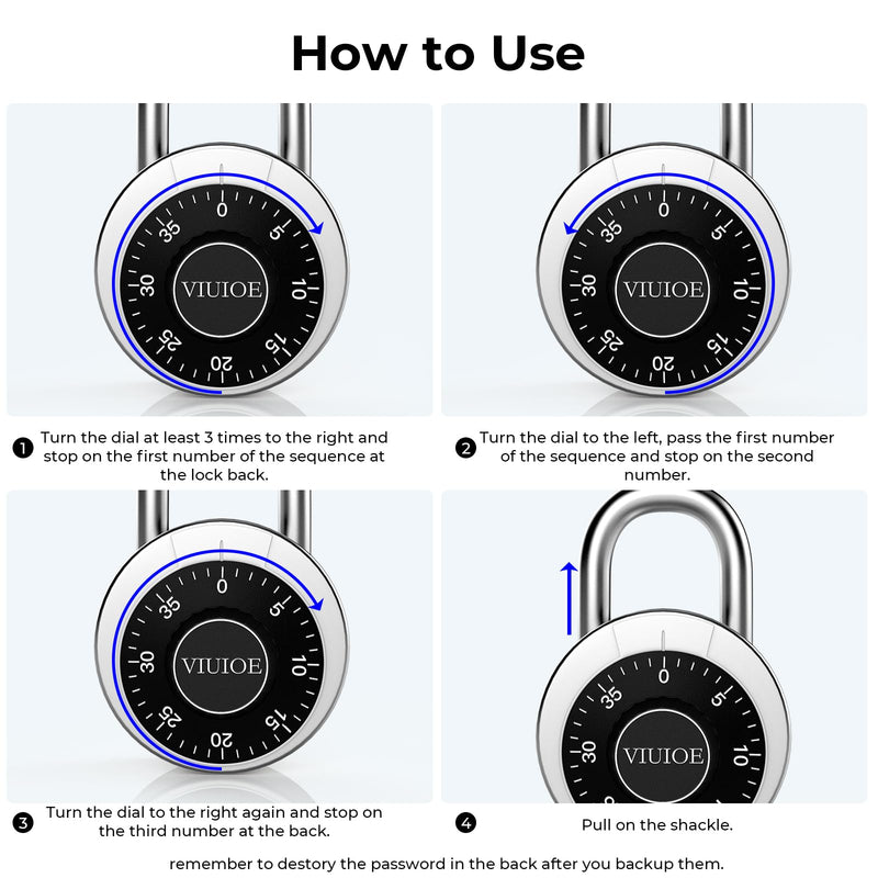 Dial Combination Lock - Padlock for Gym and School - 1 Pack, Black