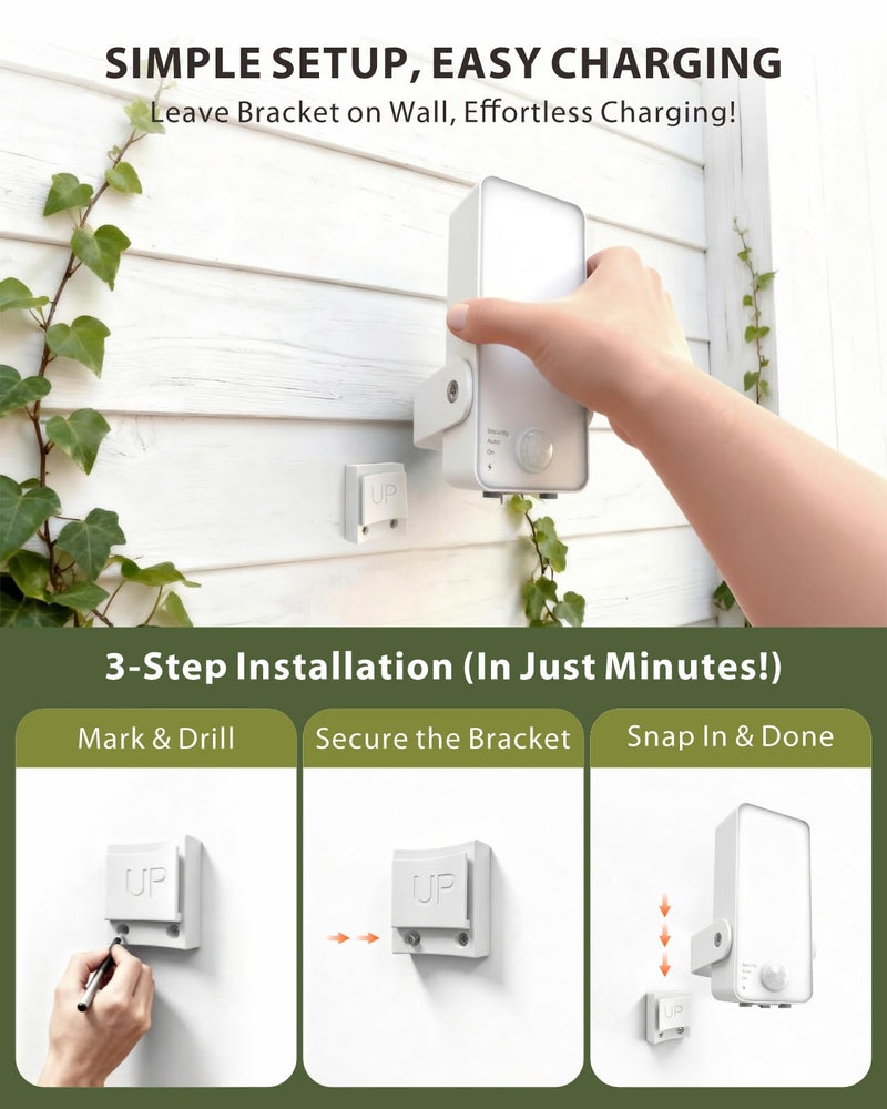 Battery Motion Sensor Light Outdoor, Motion-Sensing Security Light with Remote Control, 10000mAh 600 Lumens IP65 Waterproof, Ideal for Porches,Garages,Yards (White, 1 Pack) White