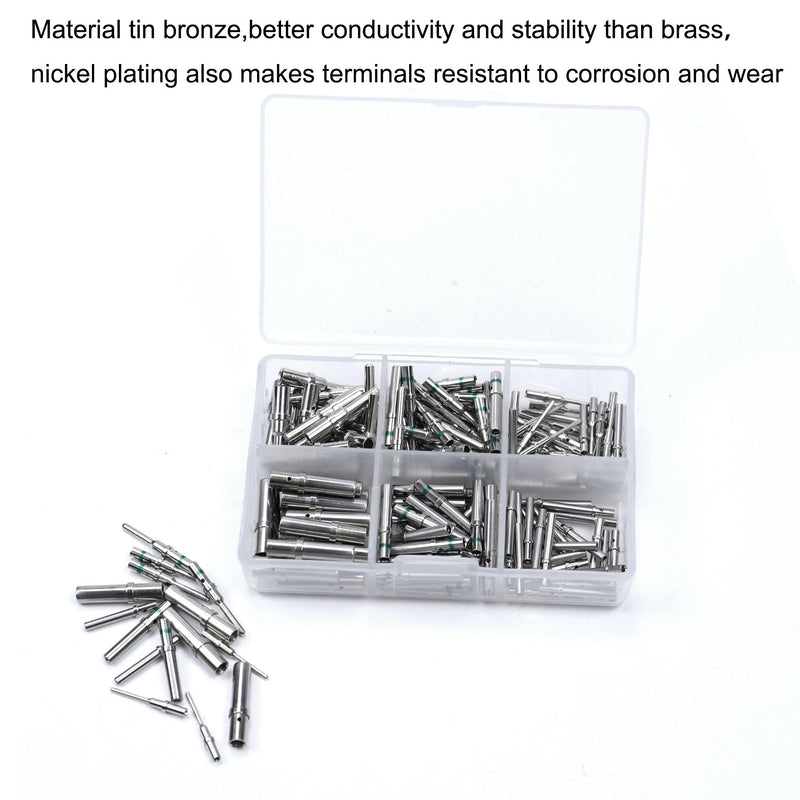180 Pcs for Deutsch Connector Pins and Sockets Solid Contacts Size 12 16 20 Male Female Terminals DT Series Pin Stainless Steel for Deutsch Solid Contact Kit Solid Contacts Socket Connector Wire