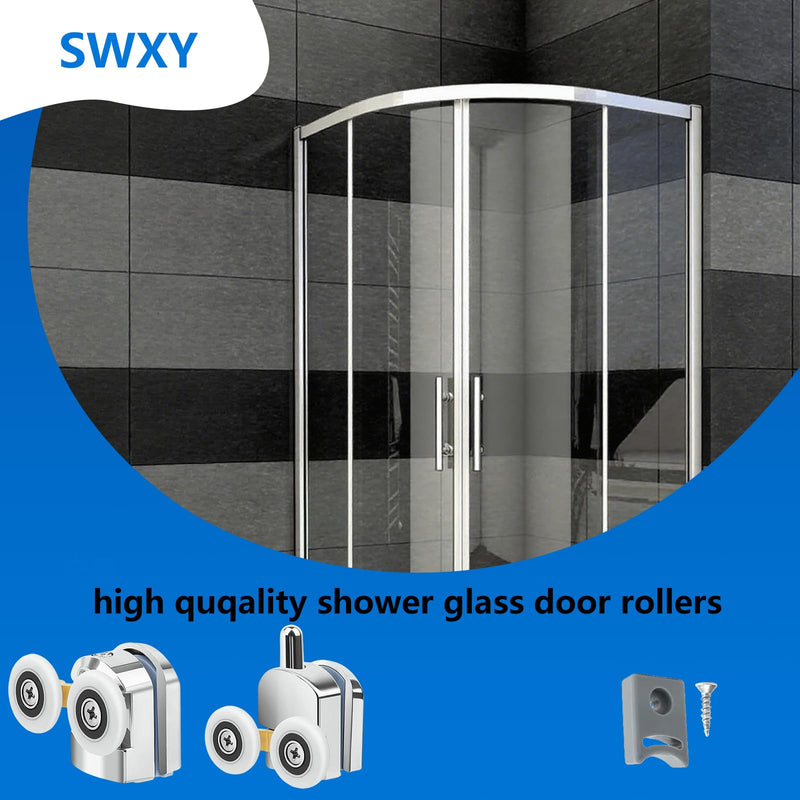 4Pcs Shower Door Roller 25mm Aluminum Alloy Shower Door Rollers Replacement with Anti Collision Block and Screws for 4-6mm Glass Door 4PCS
