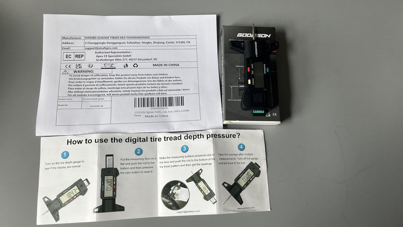 GODESON Digital Tyre Tread Depth Gauge UK,0-25.4 Mm Inch Tyre Guage Digital with Large LCD Display and Tire Tread Depth Measuring Tool for Cars,Trucks,Moto LARGE LCD SCREEN