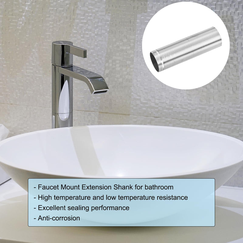uxcell 1 Pcs Faucet Extension Tubes, 3.94" x 1.24" Faucet Mount Extension Shank Handle Stainless Steel Basin Faucet Mounting Accessories Fixed Foot for Bathroom and Kitchen Faucets 3.94 inch