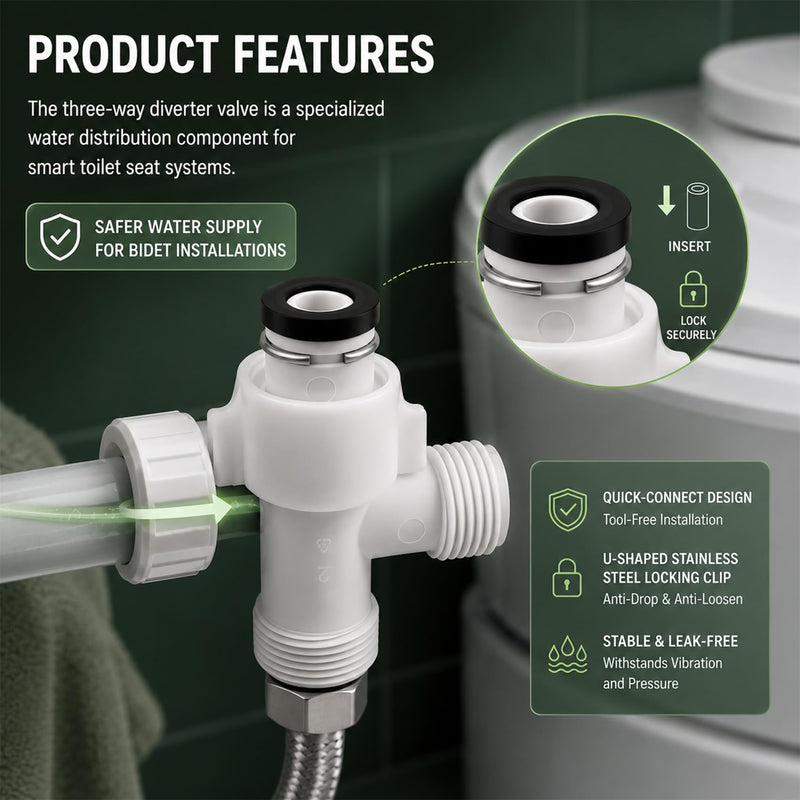 Bidet Tee Connector, T Valve THU6234 For TOTO WASHLET T-Connector,7/8 inch Toilet T Adapter for Washlet A100, C100, K300,S300E,S350E (7/8” x 7/8” x 1/4”)