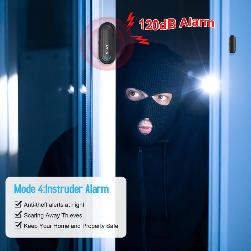 Pool Door Alarms for Home Security Loud, 0-120 Db Volume Ajustable with 4 Modes, Wireless Door Alarm with Remote for Kids Safety/Dementia Patients/Home/Pool (2 Sensor & 1 Remote) 1 Remote & 2 Sensor