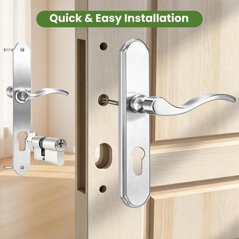 Storm Door Handle Replacement, Screen Door Handle Complete Set,Satin Nickel Satin Nickel