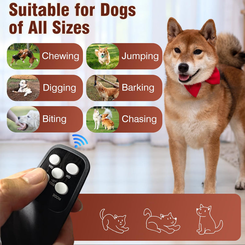Anti Barking Device for Dogs, 50FT Ultrasonic Bark Control, Rechargeable Remote Control Dog Bark Deterrent with 4 Modes & 5 Frequencies, Dog Training for Outdoor, White