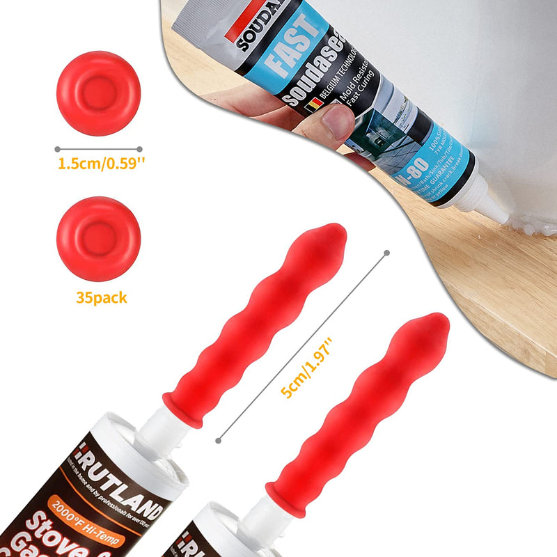 10/20/70/80/100 Pcs Caulk Tube Latex Sealing Caps, Universal Fit Caulk Saver Cap Reusable Cover Sealer for Sealing and Preserving Open Caulking Tube Red (Pack of 20)