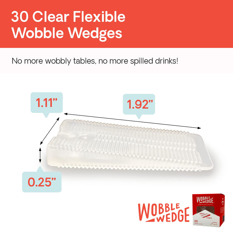 Wobble Wedges Flexible Plastic Shims, 30 Pack - MADE IN USA - Multi-Purpose Shim Wedges for Home Improvement & Work - Plastic Wedge, Table Shims for Leveling, Toilet Shims & Furniture Levelers - Clear - NewNest Australia