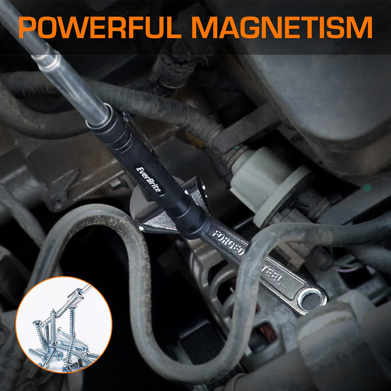 EverBrite 2-Piece Magnetic Pick Up Tool Set, Telescoping 360 Swivel Extensible Magnet Tool with LED Light, Gift for Dad, Mom, Husband, Father's Day, Birthday, Mechanic & Garage Tool