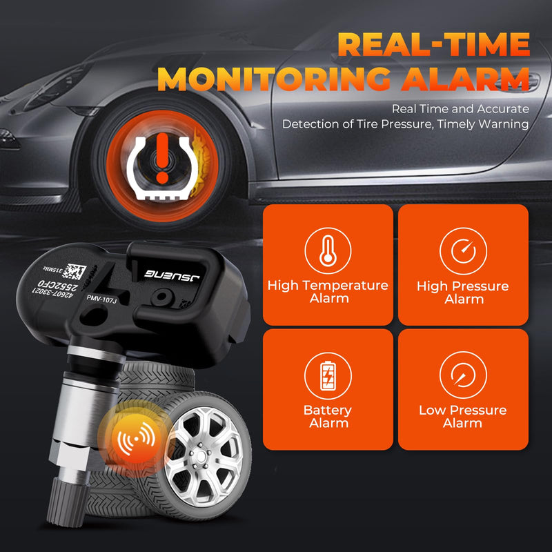 TPMS Sensor Compatible for Toyota Lexus Scion Pontiac, Tire Pressure Monitoring Sensors for Highlander Camry Rav4 Corolla Prius Avalon ES GX LX, 4-Pack Replaces 42607-33011 PMV-107J 315Mhz