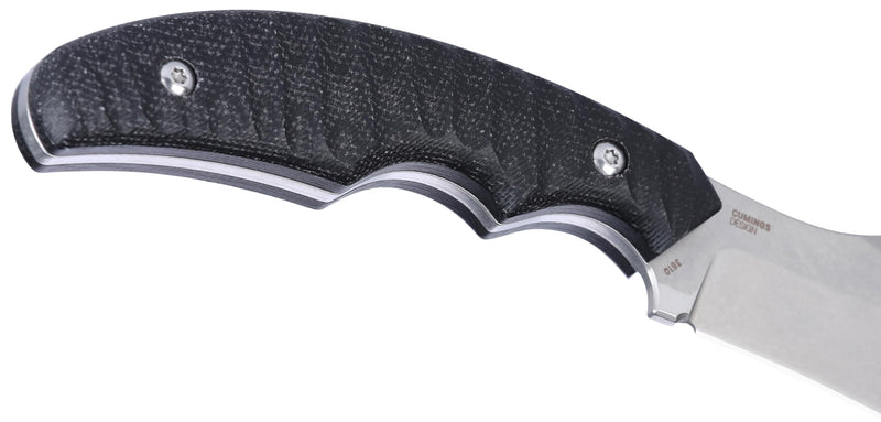 CRKT Burrower Everyday Carry Fixed Blade Knife with Sheath: D2 Steel Plain Edge Blade, Black & Gray Micarta Handle, 3610