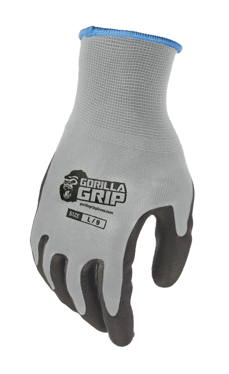 Gorilla Grip Work Gloves, Never Slip Maximum Grip All-Purpose, Gloves for Men, Superior Grip, Polymer Palm 25 Pairs Large