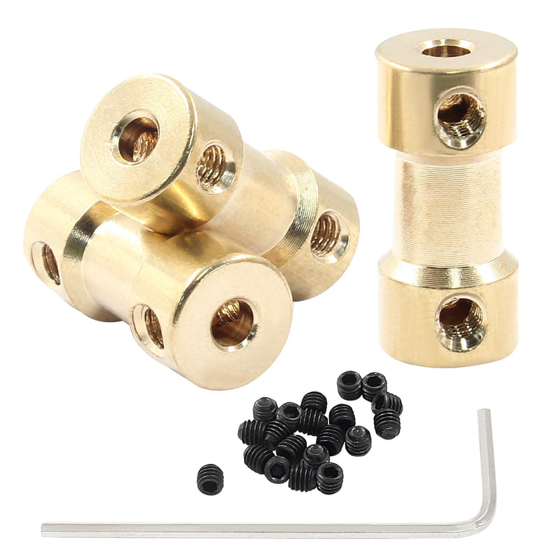 Hordion 10Pcs 3mm to 3mm Brass Shaft Coupling Joint Connector, Shaft Coupler Motor Accessories with Screws