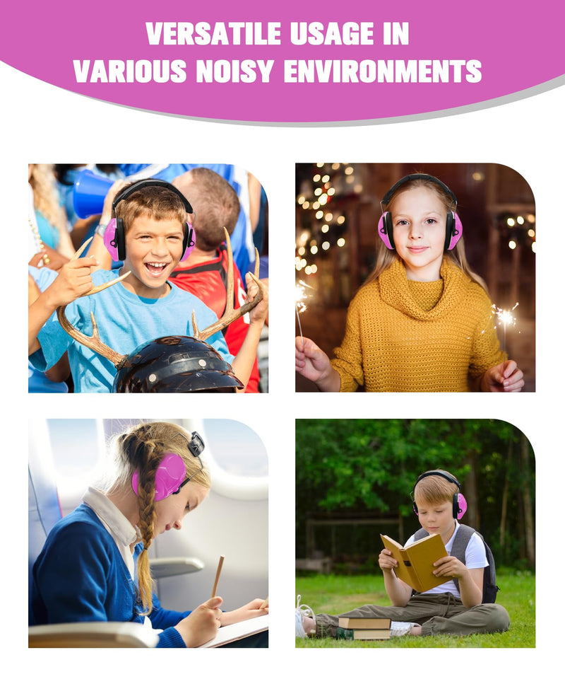 ZOHAN 032 Kids Noise Canceling Headphones - 25dB NRR Kids Ear Protection Earmuffs for School, Monster Jam, Fireworks, Travel, Air Show, Concert, Autism - Pink 1pack - Pink 1.0