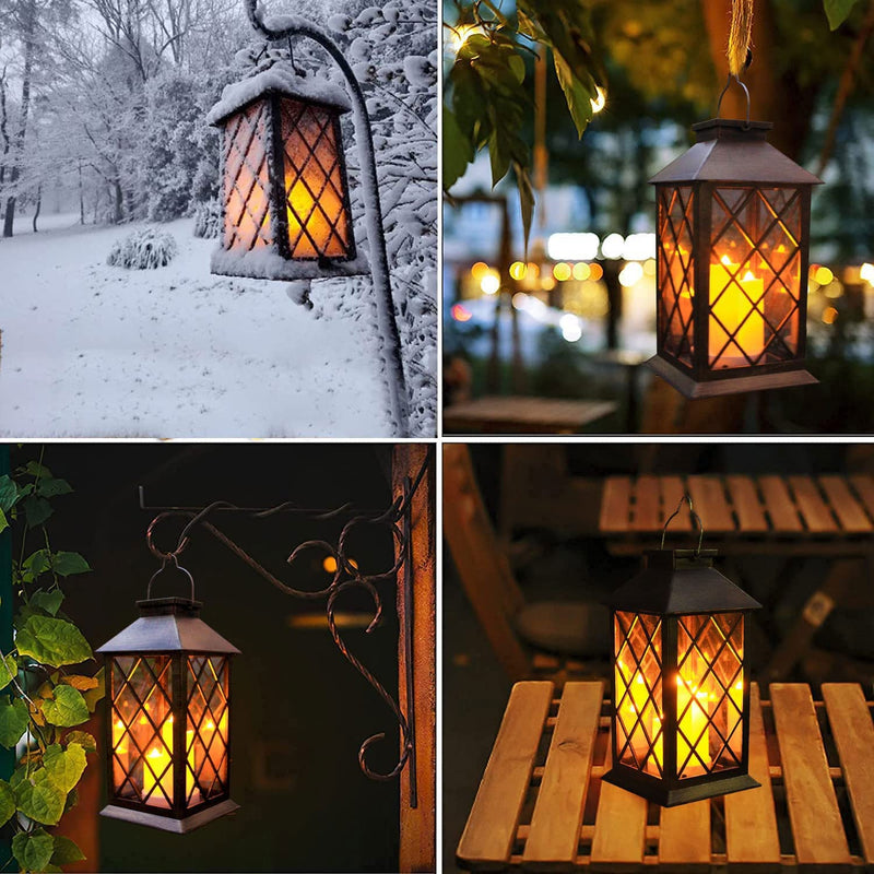 Solar Lantern Outdoor,Garden Hanging Lantern- PVC Waterproof 3 LED Flickering Flameless Candle Decorative Lights for Table,Outdoor,Party(1 Pack) 1 pack solar lanterns