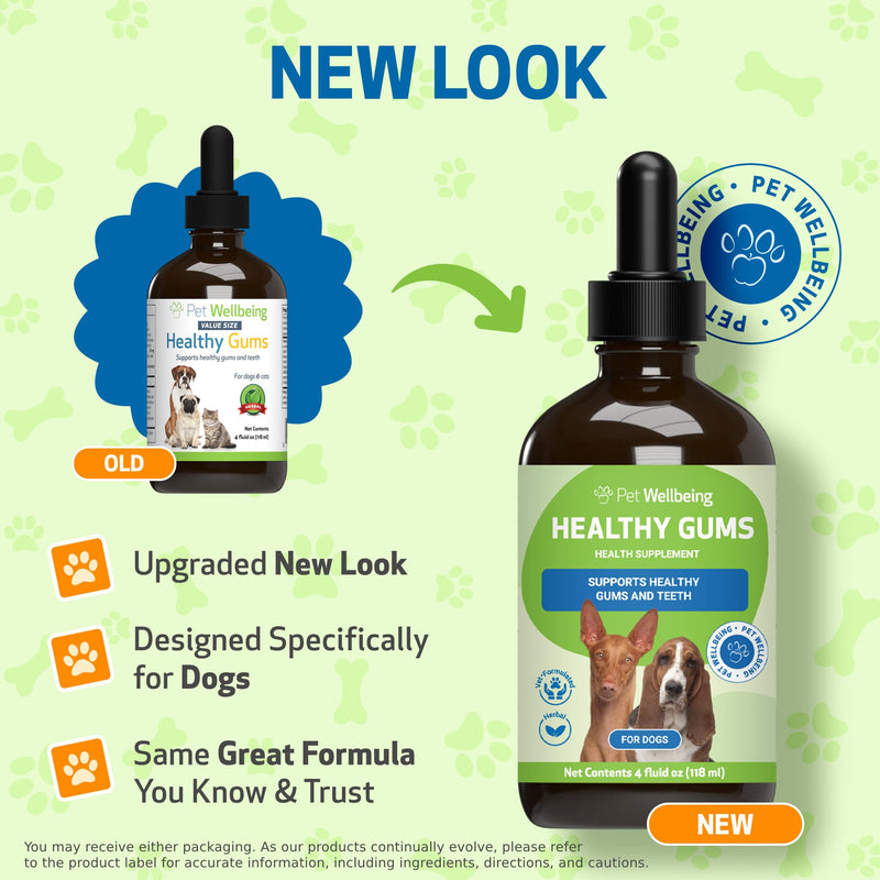 Pet Wellbeing Healthy Gums for Dogs - Topical Drops for Oral Care, Dental Health & Fresh Breath - NASC Certified & Vet-Formulated - 4 oz Liquid 4 fl oz (118 ml)