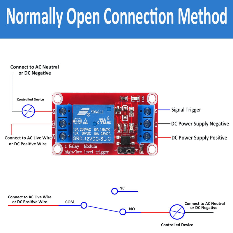 10pcs DC 5V Relay Module - 1 Channel Relay Switch Board with Optocoupler Isolation, High or Low Level Trigger 5V-10pcs