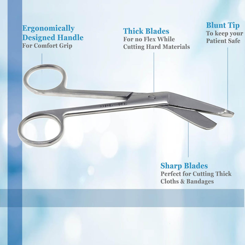Set of 2 Pieces Bandage Scissors 5.5" and Straight Hemostat 5.5" Made of Premium Quality Stainless Steel (Silver) Silver